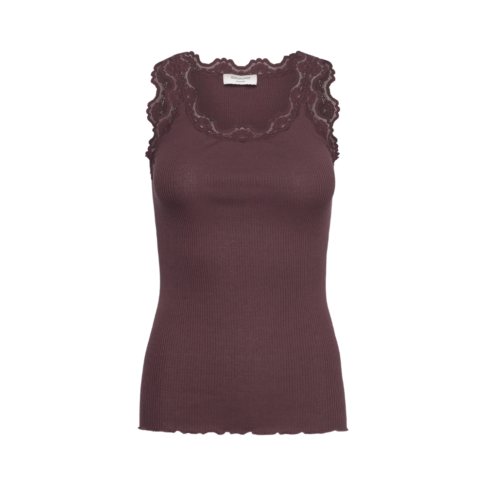 Rosemunde top med blonde - 5205 (Bordeaux) Rosemunde top med blonde (Bordeaux)