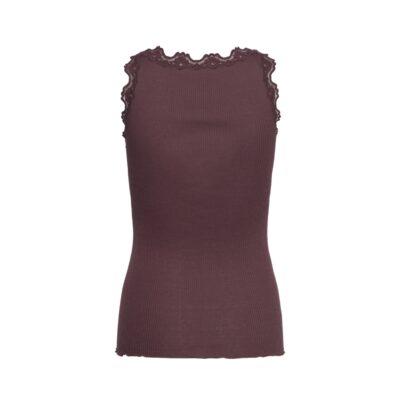 Rosemunde top med blonde - 5205 (Bordeaux) Rosemunde silke top med blonde (Brun)