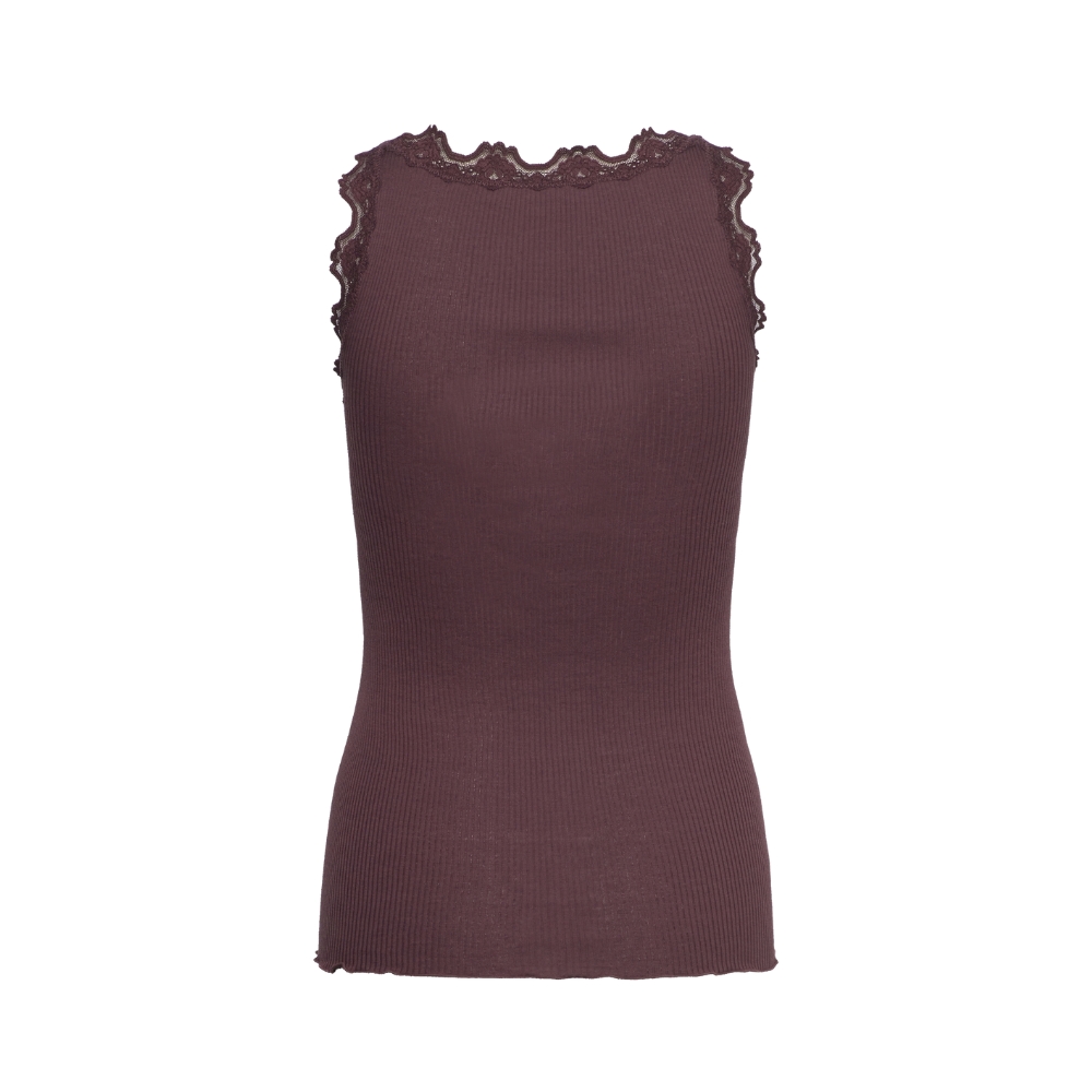 Rosemunde top med blonde - 5205 (Bordeaux) Rosemunde silke top med blonde (Brun)