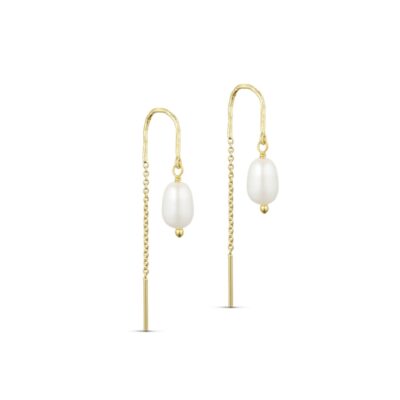 Pure by Nat øreringe - Alba chain earrings – 45958 (Guld/Hvid)