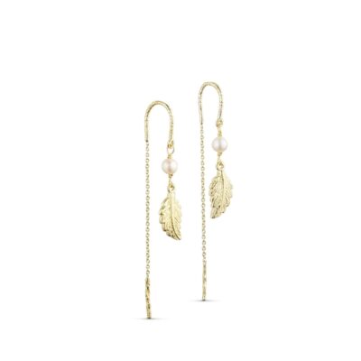 Pure by Nat Lange øreringe - Linn chain earrings – 45939 (Guld/Hvid)