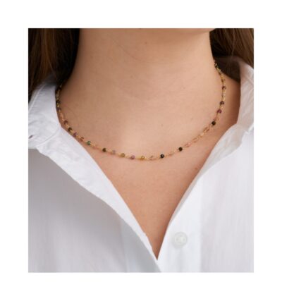 Pure by Nat halskæde med sten - Viva short necklace w. stones – 31748 G/P Tourmaline