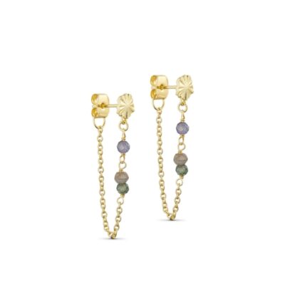 Pure by Nat øreringe med sten - Florence post earring w. gemstones – 45863 – G/P Blue Green