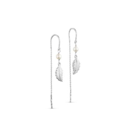Pure by Nat lange øreringe - Linn chain earrings – 45939 (Sølv/Hvid)