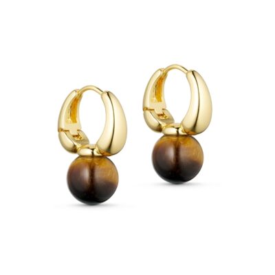 Tim & Simonsen øreringe - Fran Earring – TSJ279 - Yellow tiger Eye-gold
