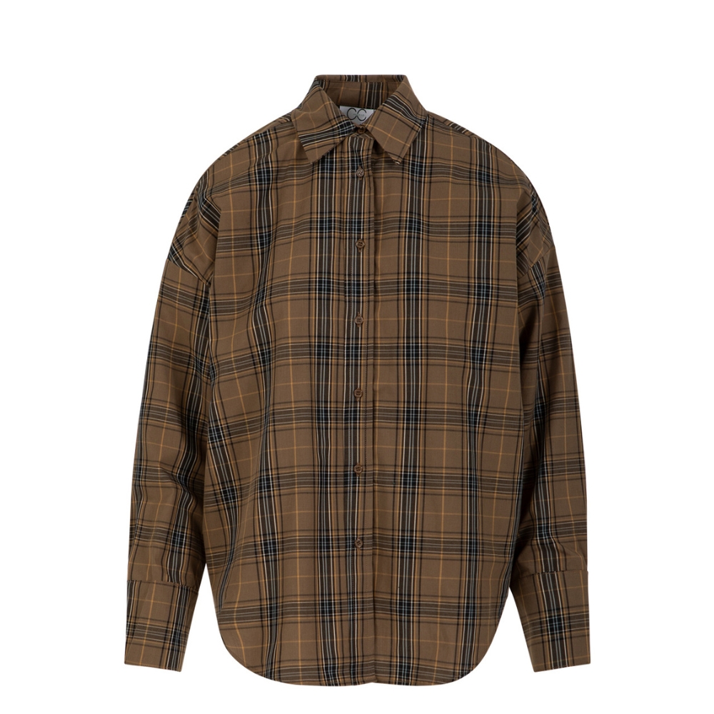 CC Heart skjorte - Alia (Brun) CC Heart ternet skjorte - CC Heart Alia loose shirt - CCH1293-255 - Golden brown check