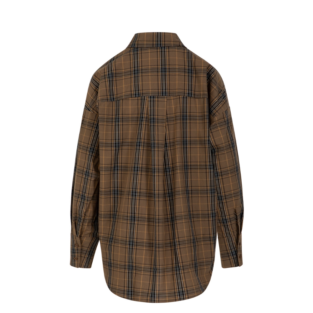 CC Heart skjorte - Alia (Brun) CC Heart ternet skjorte - CC Heart Alia loose shirt - CCH1293-255 - Golden brown check