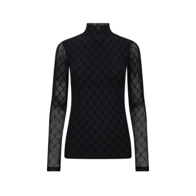 Hype the Detail bluse – Mesh højhalset 3-300-15-9 (Sort)