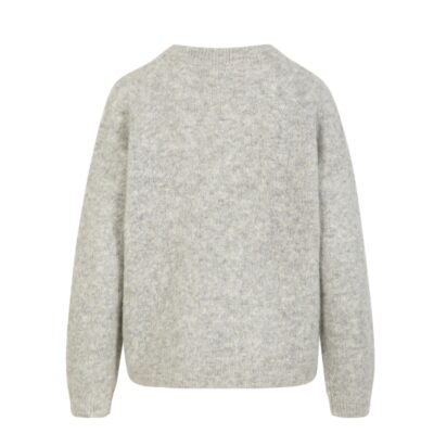 Coster Copenhagen strik - V-neck with silver houndstooth – 255-2533 – Mist grey