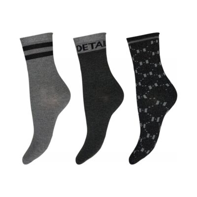 Hype the Detail strømper – 3pk 3-21550 (Sort/ Sølv)