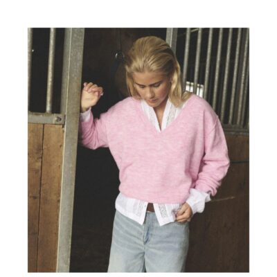 Humble strik - NinettHBS (Lyserød Melange) Humble strik - NinettHBS Oversize Pullover – 10977 – Soft pink melange