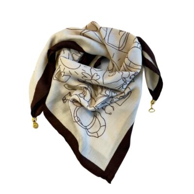 Tim & Simonsen tørklæde - Franny Jewelry Scarf – TSJ592 – Coffee off white circles