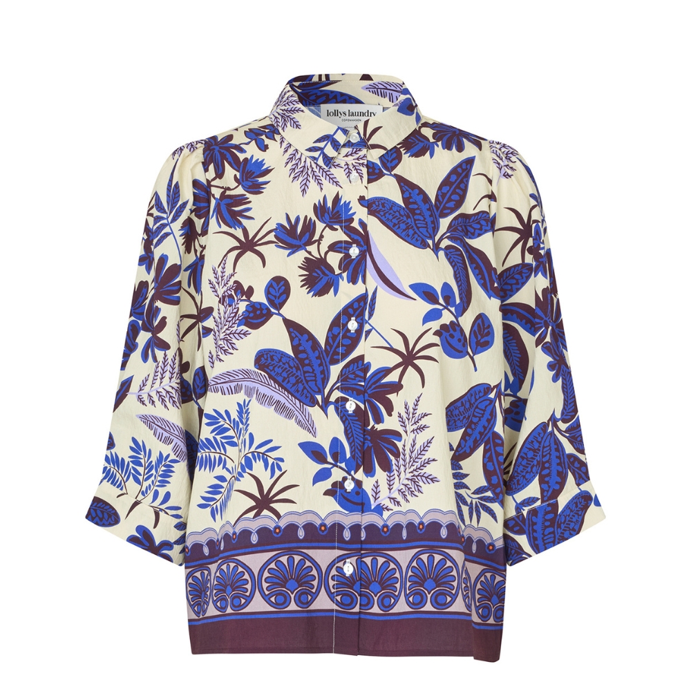 Lollys Laundry skjorte - BonoLL (Blå/Råhvid) Lollys Laundry skjorte - BonoLL Shirt SS – 26110-1007 – 74 Flower Print