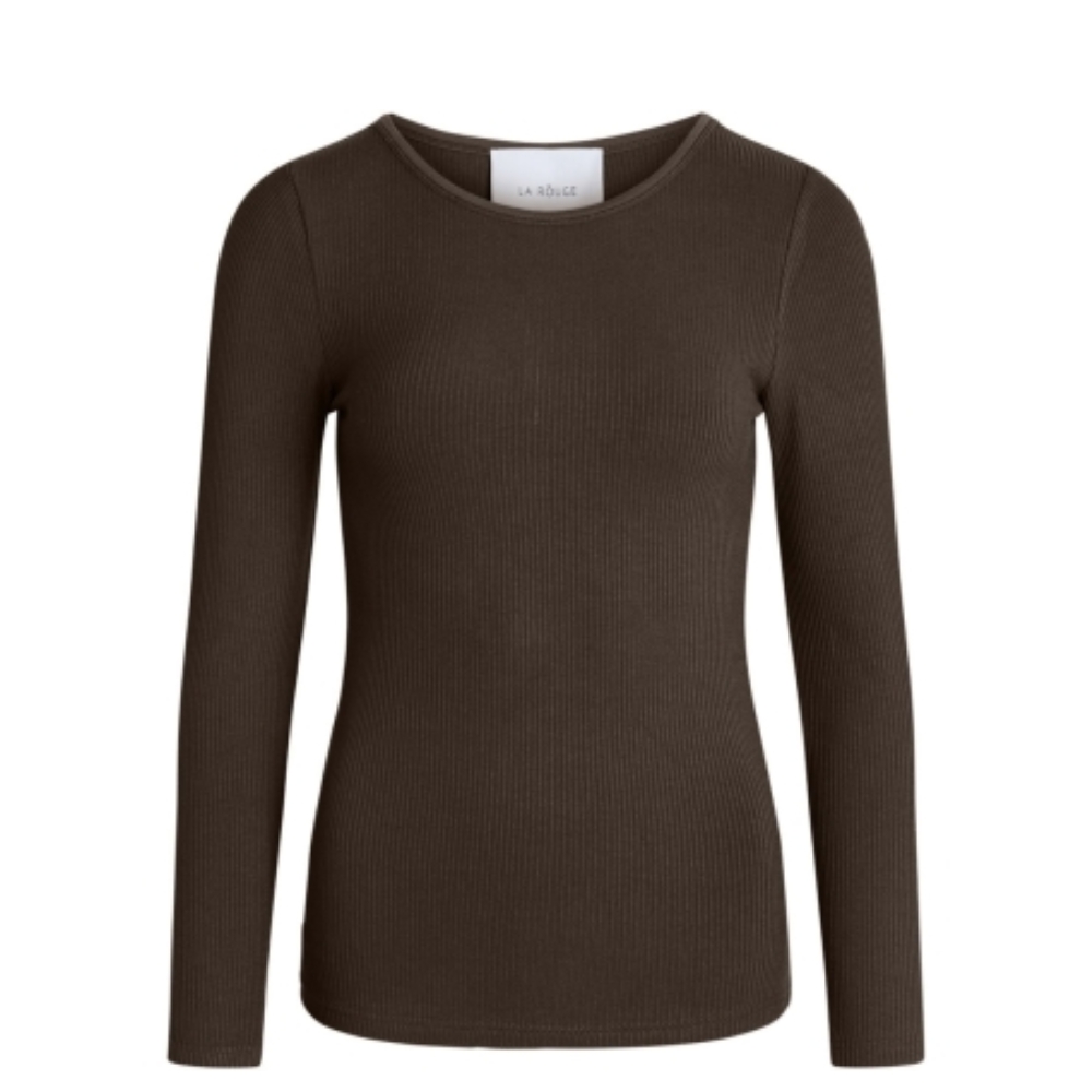 La Rouge bluse - Lisa (Mørkebrun) La Rouge bluse - NOOS - Lisa L/S t-shirt - LR1047 - Dark Brown