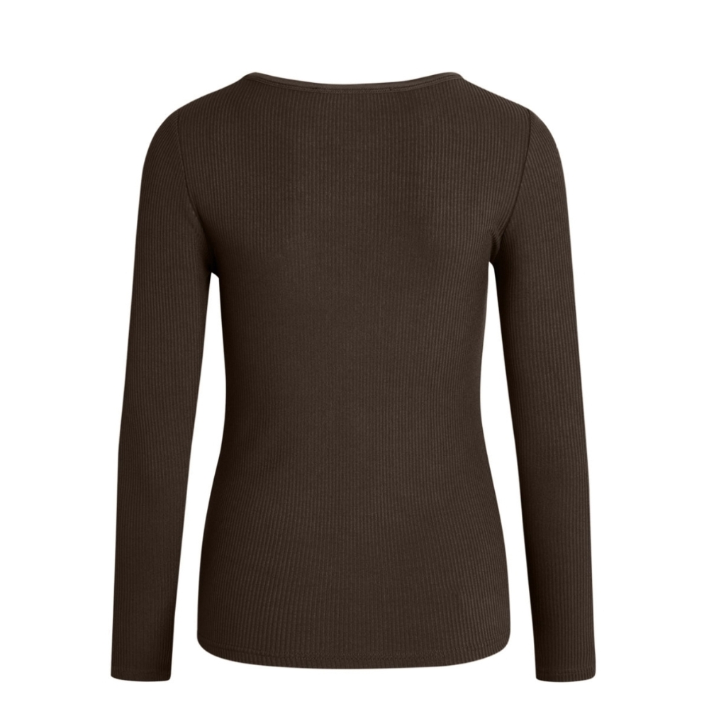 La Rouge bluse - Lisa (Mørkebrun) La Rouge bluse - NOOS - Lisa L/S t-shirt - LR1047 - Dark Brown