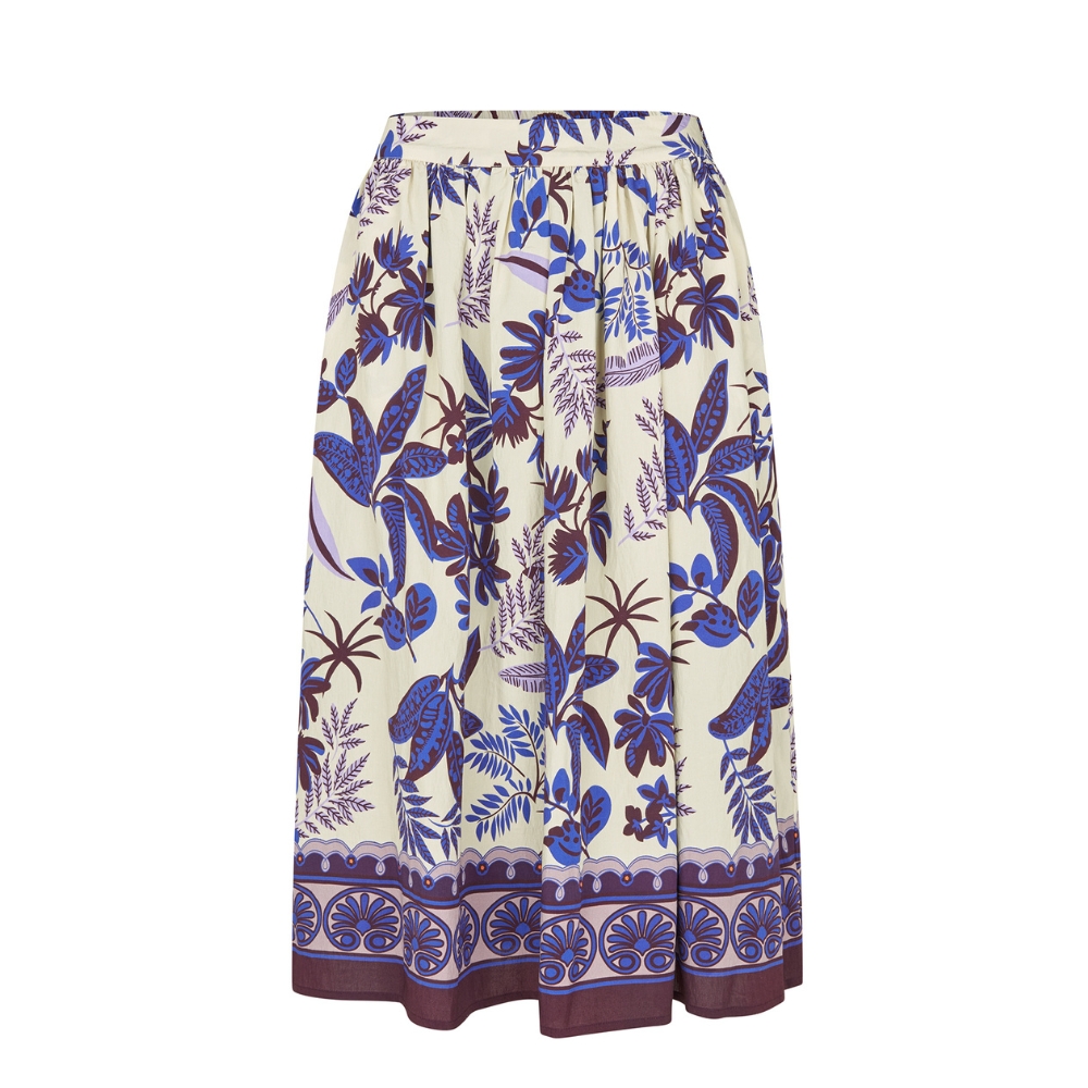 Lollys Laundry nederdel - EllaLL (Blå/Råhvid) Lollys Laundry nederdel - EllaLL Midi Skirt – 26110-2005 – 74 Flower Print
