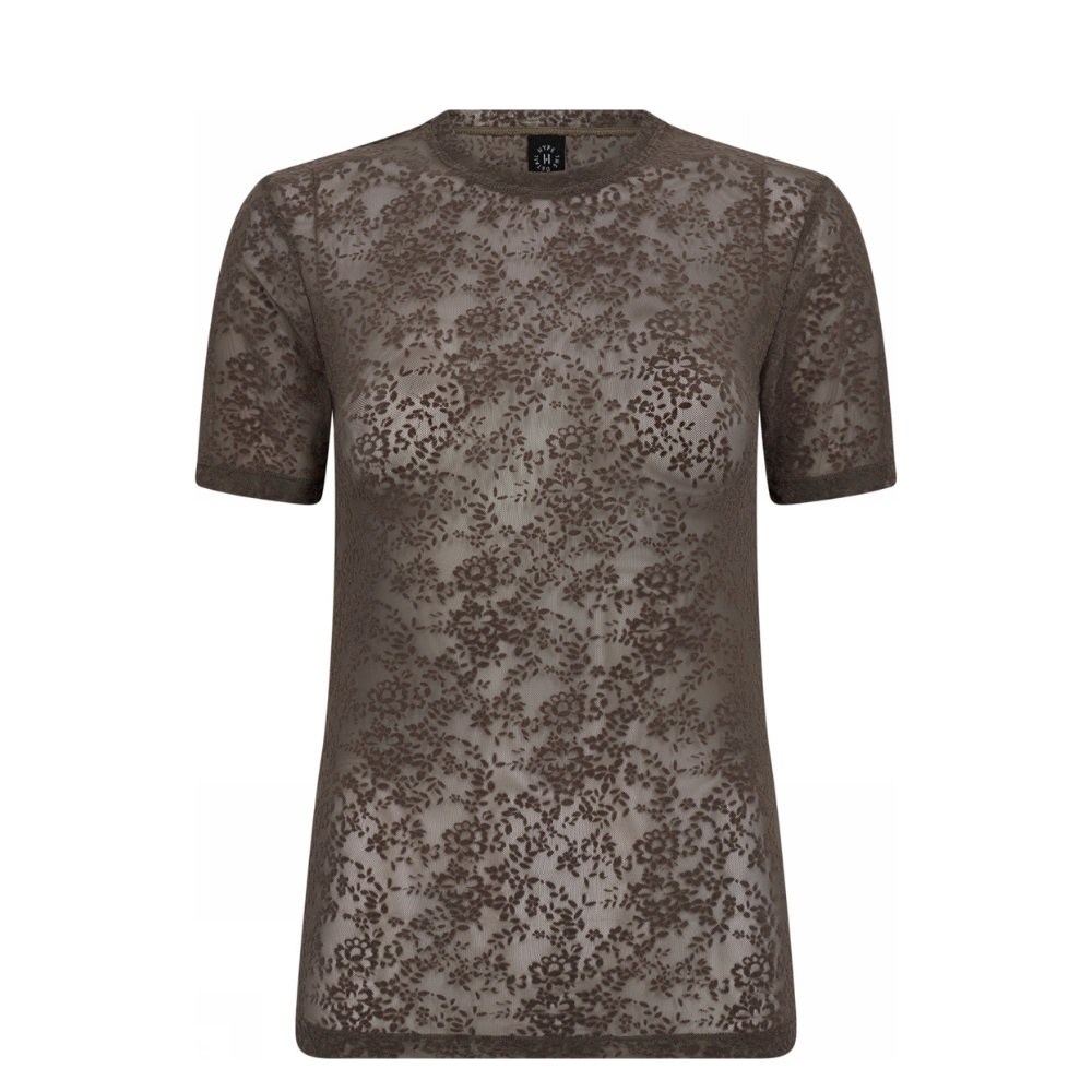 Hype the Detail t-shirt - 3-852-2 (Brun) Hype the Detail blonde t-shirt - Lace Tee Slim - 3-852-2 - 2 Brown