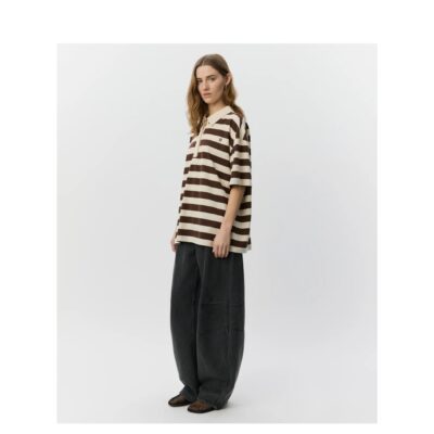 PilSW Oversize Sofie Schnoor polo t-shirt - Stribet Polo T-shirt - S262250 - Off White Striped