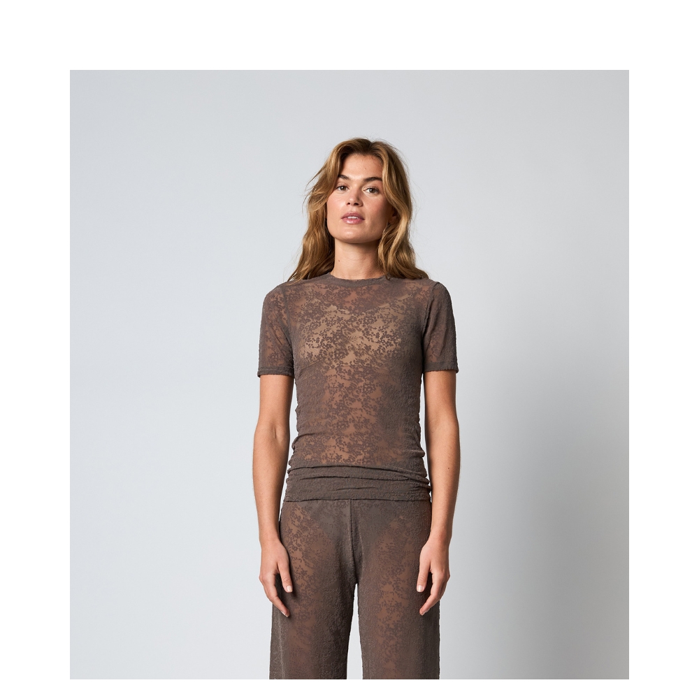 Hype the Detail t-shirt - 3-852-2 (Brun) Hype the Detail blonde t-shirt - Lace Tee Slim - 3-852-2 - 2 Brown