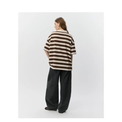 PilSW Oversize Sofie Schnoor polo t-shirt - Stribet Polo T-shirt - S262250 - Off White Striped
