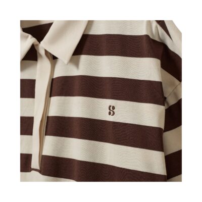 PilSW Oversize Sofie Schnoor polo t-shirt - Stribet Polo T-shirt - S262250 - Off White Striped