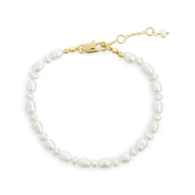 Pure by Nat perle armbånd – 40623 (Guld/Råhvid)