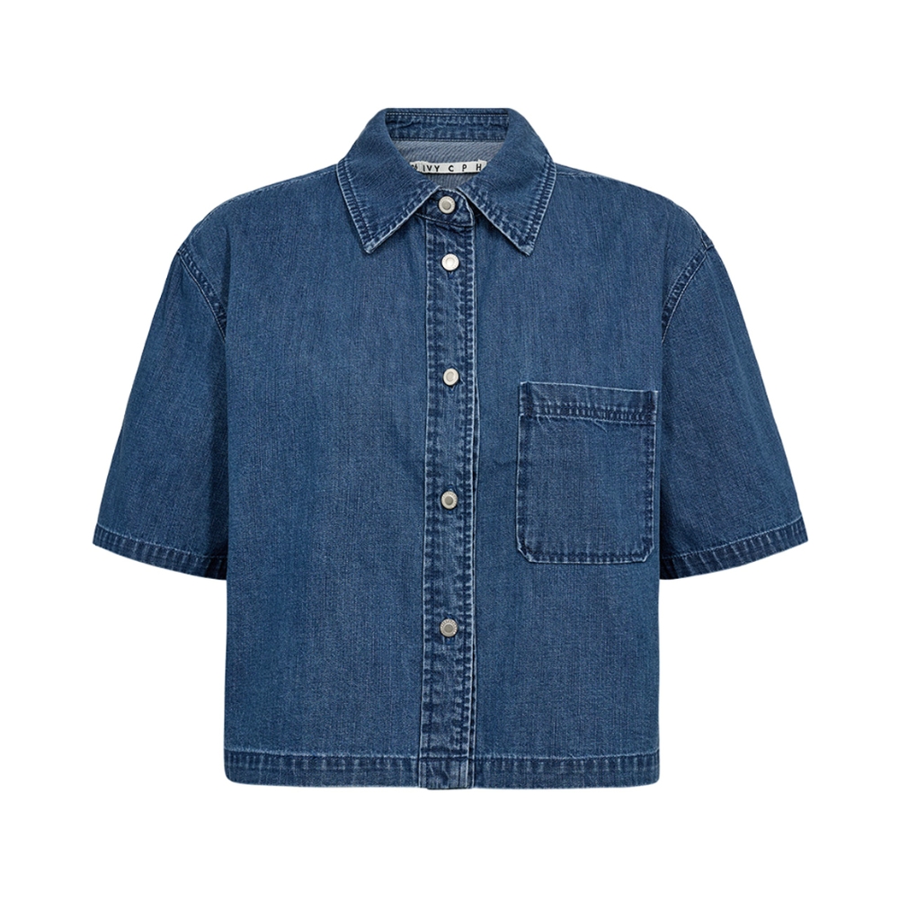 Ivy Copenhagen skjorte - IVY-Malika Uta (Mørkeblå) Ivy Copenhagen denim skjorte - IVY-Malika Uta Oversize Shirt - I235691 - Mid Blue Denim