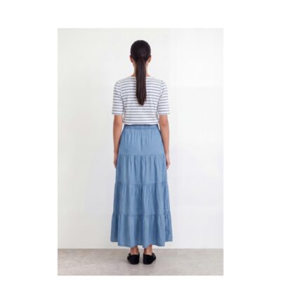 Levete Room denim look lang nederdel - LR-Rora 4 – 201147 - 2085 Mid Blue Denim
