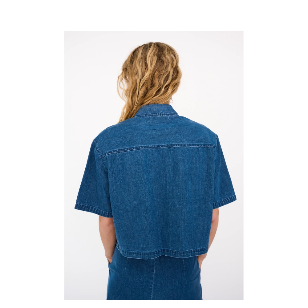 Ivy Copenhagen skjorte - IVY-Malika Uta (Mørkeblå) Ivy Copenhagen denim skjorte - IVY-Malika Uta Oversize Shirt - I235691 - Mid Blue Denim