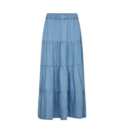 Levete Room denim look lang nederdel - LR-Rora 4 – 201147 - 2085 Mid Blue Denim