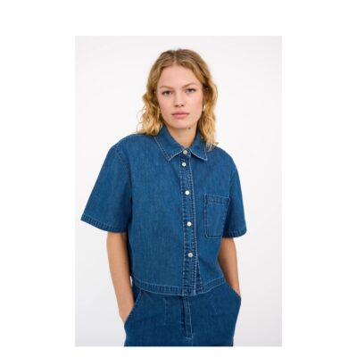 Ivy Copenhagen skjorte - IVY-Malika Uta (Mørkeblå) Ivy Copenhagen denim skjorte - IVY-Malika Uta Oversize Shirt - I235691 - Mid Blue Denim