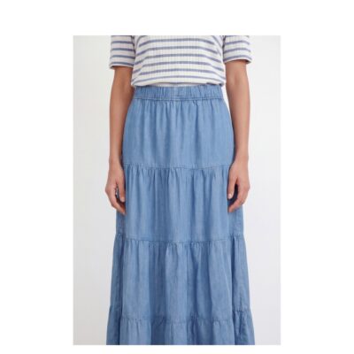 Levete Room denim look lang nederdel - LR-Rora 4 – 201147 - 2085 Mid Blue Denim
