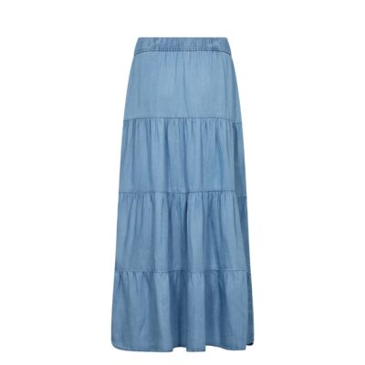 Levete Room denim look lang nederdel - LR-Rora 4 – 201147 - 2085 Mid Blue Denim