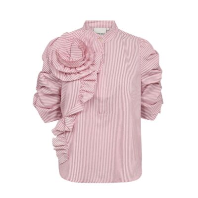 Gossia bluse med blomst - ZabinaGO Ea Blouse – G3229 - Pink Stripes