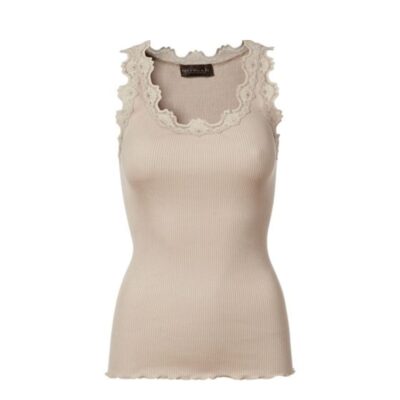 Rosemunde top - RWBabette Silk top w lace – 5205 –  Cacao