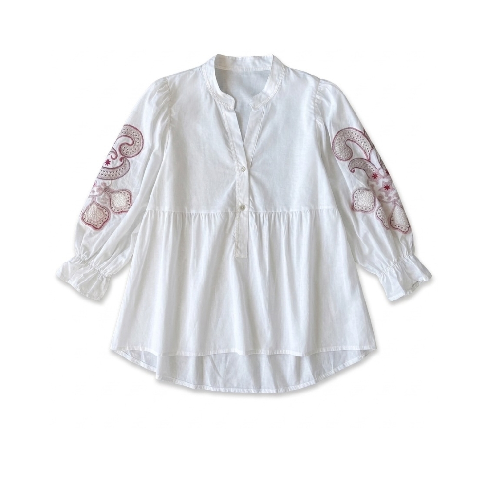 Qnuz bluse - Bell (Hvid) Qnuz bluse - Bell Blouse w embrodery - 9344 - 10 White