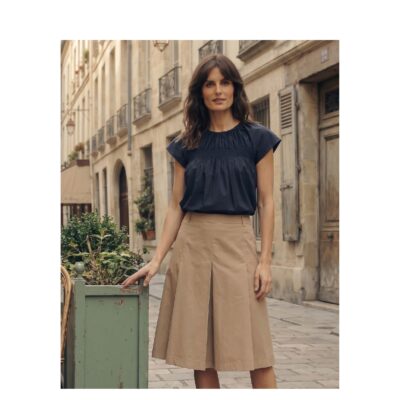 La Rouge nederdel - Vilma Plisse Skirt – LR1923 – Dark Sand