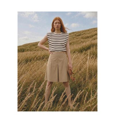 La Rouge nederdel - Vilma Plisse Skirt – LR1923 – Dark Sand
