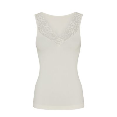 Tim & Simonsen top -  Belen rib v-lace top – 18214 – Ivory