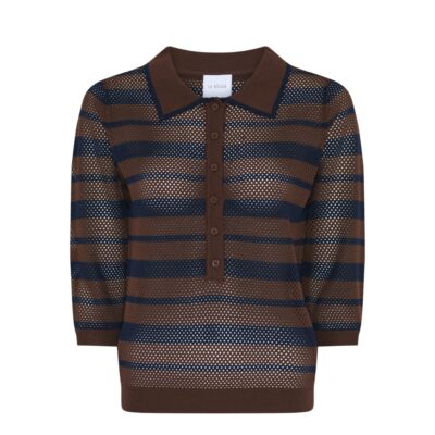 La Rouge strik polo Charlotte Knit Polo – LR1903 – Brown/Navy