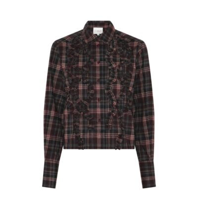 La Rouge skjorte - Isa Cropped Shirt – LR1980 – Grey/Wine Checks