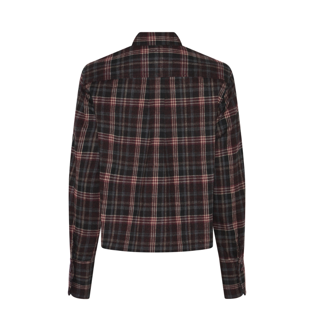 La Rouge skjorte - Isa (Grå/Bordeux) La Rouge skjorte - Isa Cropped Shirt – LR1980 – Grey/Wine Checks