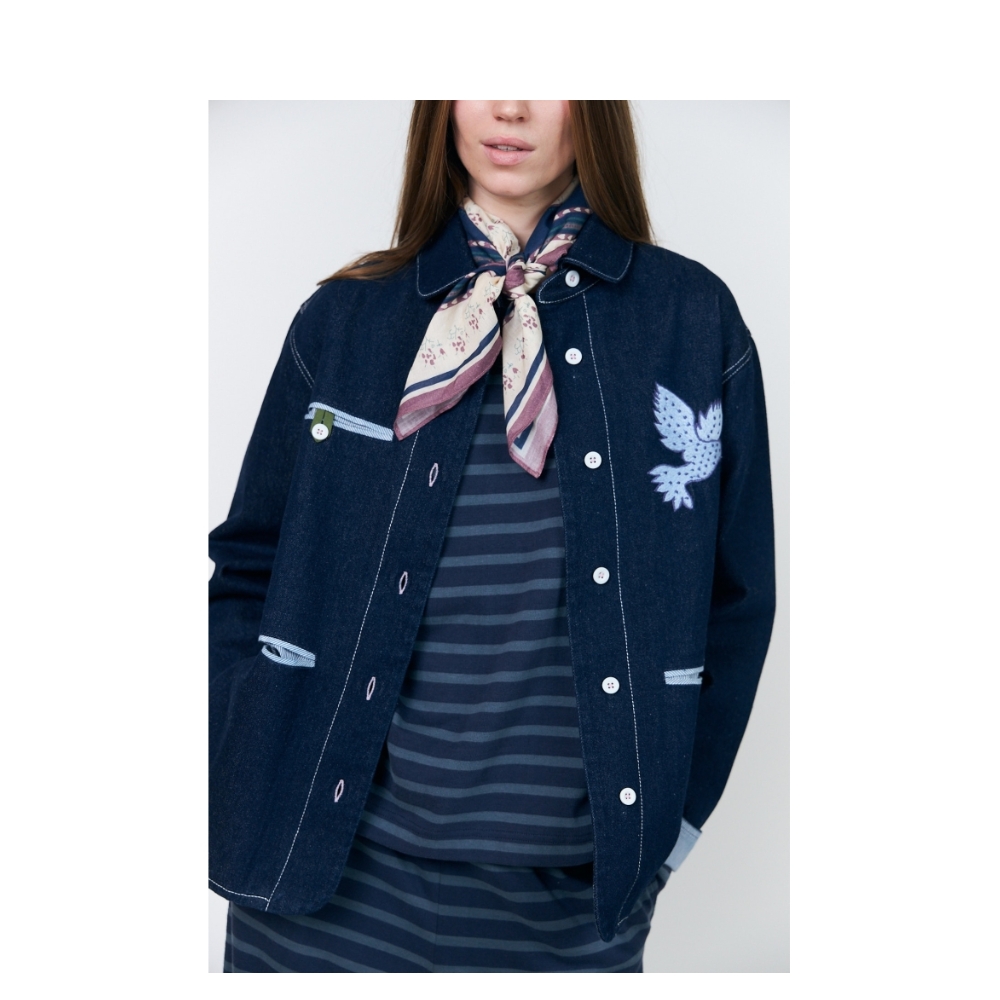 Lollys Laundry jakke - EddaLL (Mørkeblå) Lollys Laundry denim jakke - EddaLL Jacket SL – 26461-6013 – Dark Blue