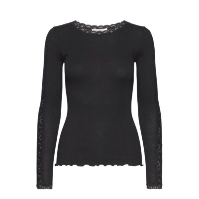 Rosemunde bluse - RWBernadine Organic LS O-Neck Lace T-shirt – 4893 - 010 Black