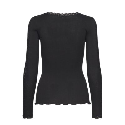 Rosemunde bluse - RWBernadine Organic LS O-Neck Lace T-shirt – 4893 - 010 Black