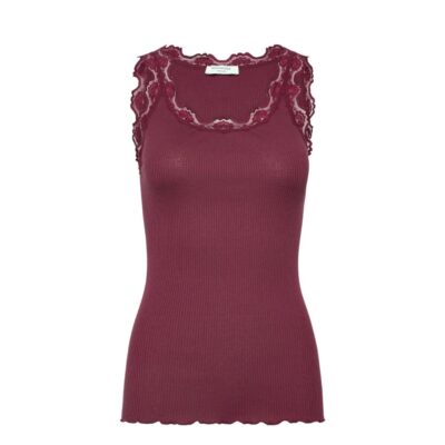 Rosemunde top - Silk top w lace – 5205 - 093 Windsor Wine