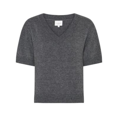 Las Rouge strik t-shirt - Julie S/S Knit - LR1982 - Dark Grey Melange