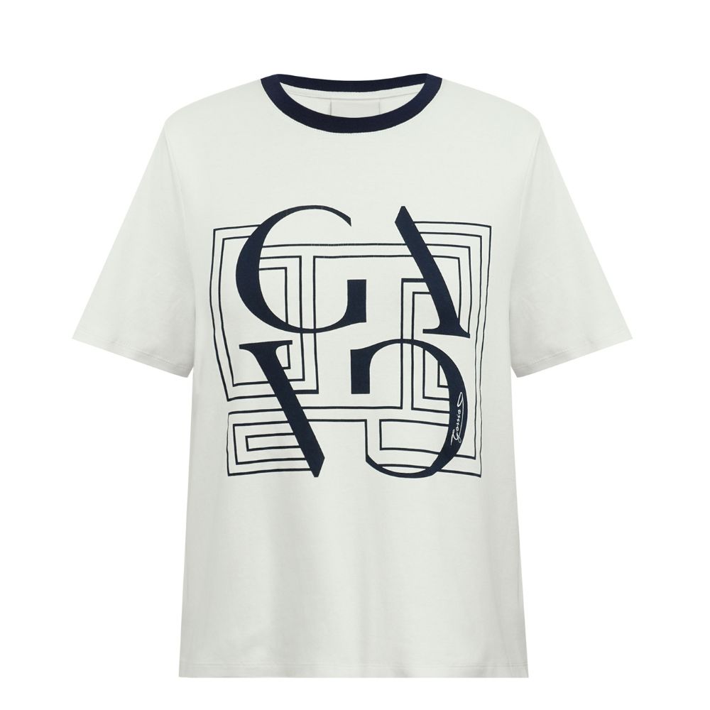 Gossia t-shirt - BasGO (Råhvid/Navy) Gossia t-shirt - BasGO Tee – G2850 (Off White/Navy Print)