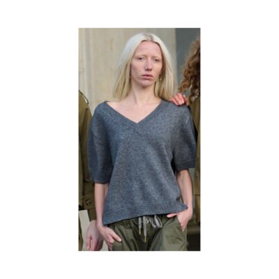 Las Rouge strik t-shirt - Julie S/S Knit - LR1982 - Dark Grey Melange