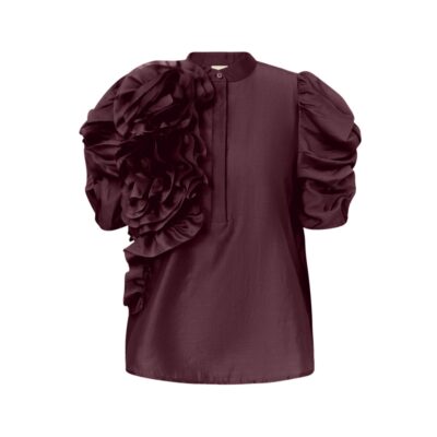 Gossia bluse med blomst – Annsofi (Bordeaux)